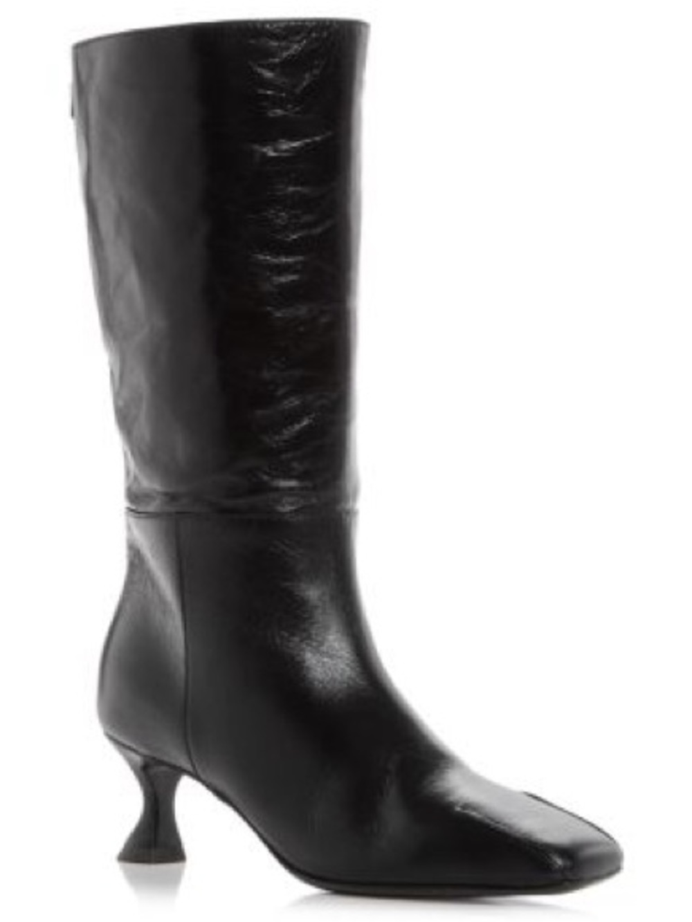MOSCHINO Leather Square Toe Black Boots